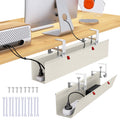 Under Desk Cable Management Tray - Under Desk Cord Management - Clamp/Screw Mount - Fabric Wire Management - Cable Raceways Tray Cord Hiders for Office/Home (Black, 35.8"×5.6")