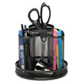 Rolodex Desk Organizer, Rotating Office Supply Caddy, Mesh Black (6.5" x 6.5" x 6.25") - Spinning Pencil Holder, Teacher Essentials