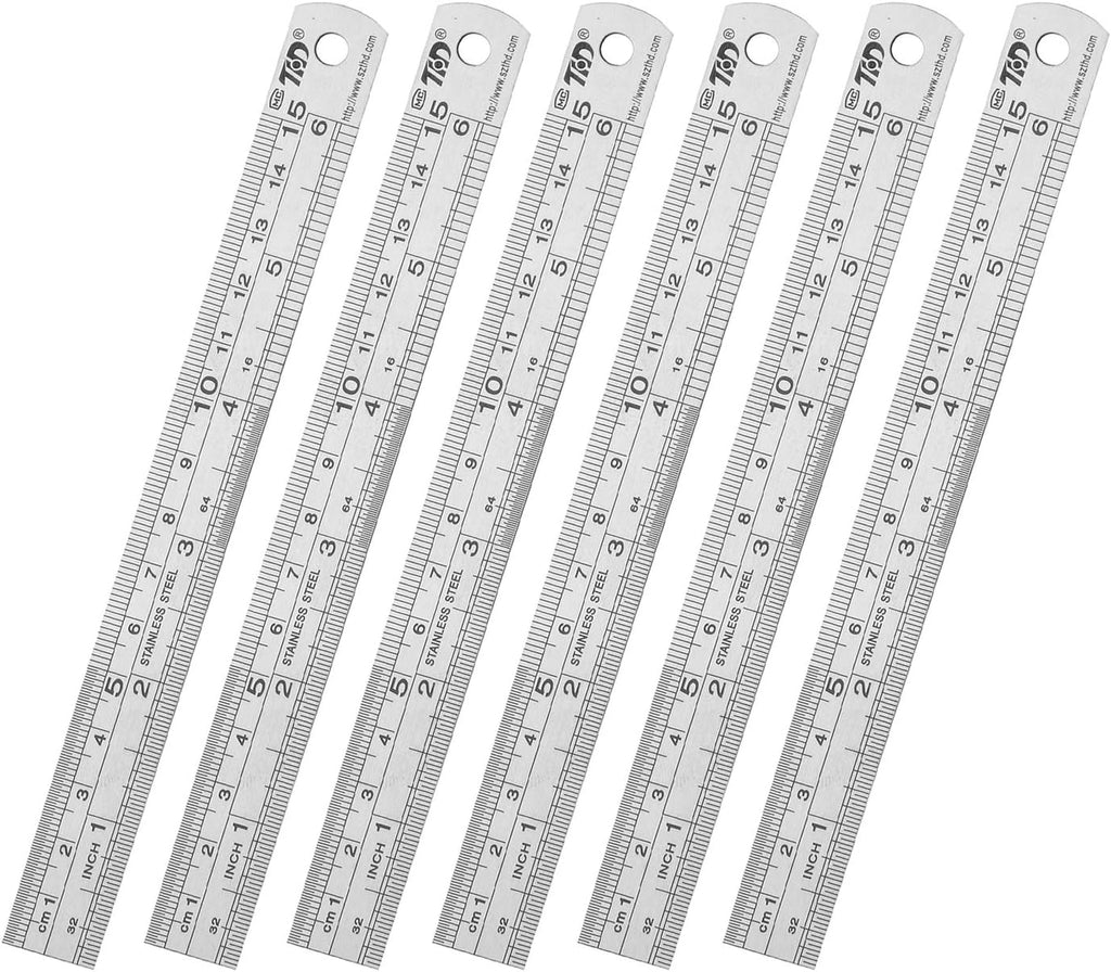 ZZTX Metal Ruler 6 Inches Stainless Steel 6 Pack