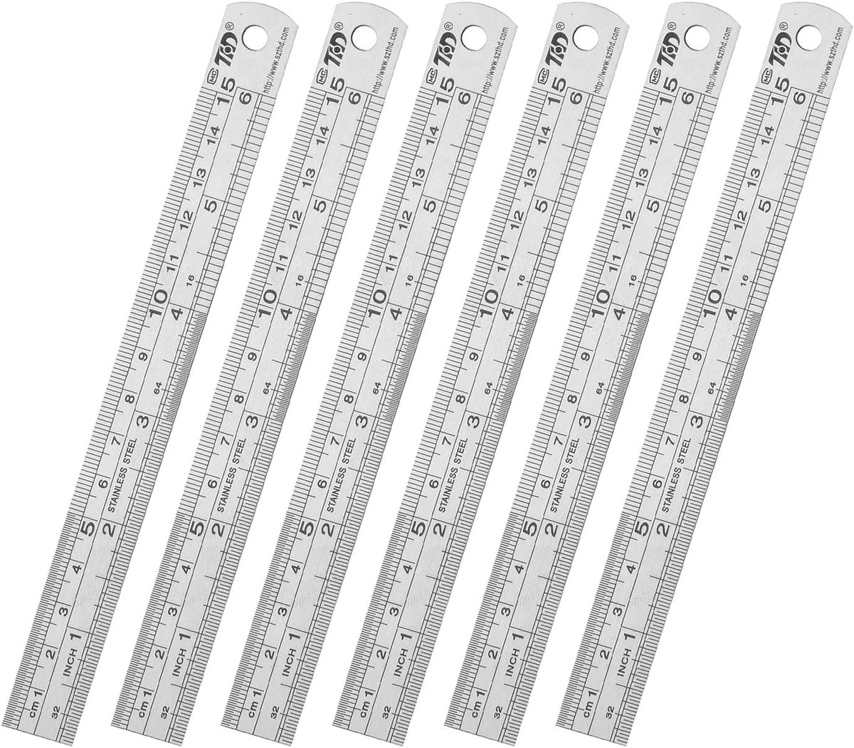 ZZTX Metal Ruler 6 Inches Stainless Steel 6 Pack