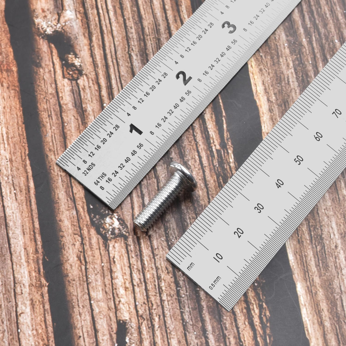 6-Pcs Stainless Steel Ruler Set – 6", 8", 10", 12", 14", 16" Precision Metal Rulers with Inch & Metric Graduations – 1/64", 1/32", mm & 0.5mm Markings – for Workshop, Office, Sewing & DIY