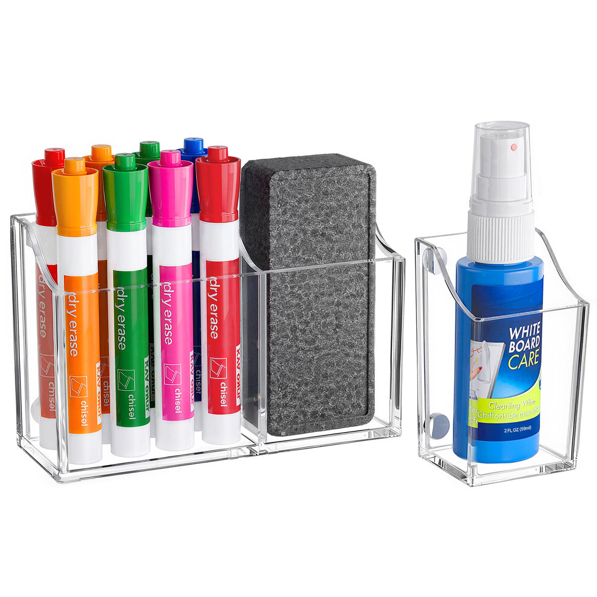HBlife Acrylic Magnetic Pen Holder Set for Whiteboard Fridge Locker