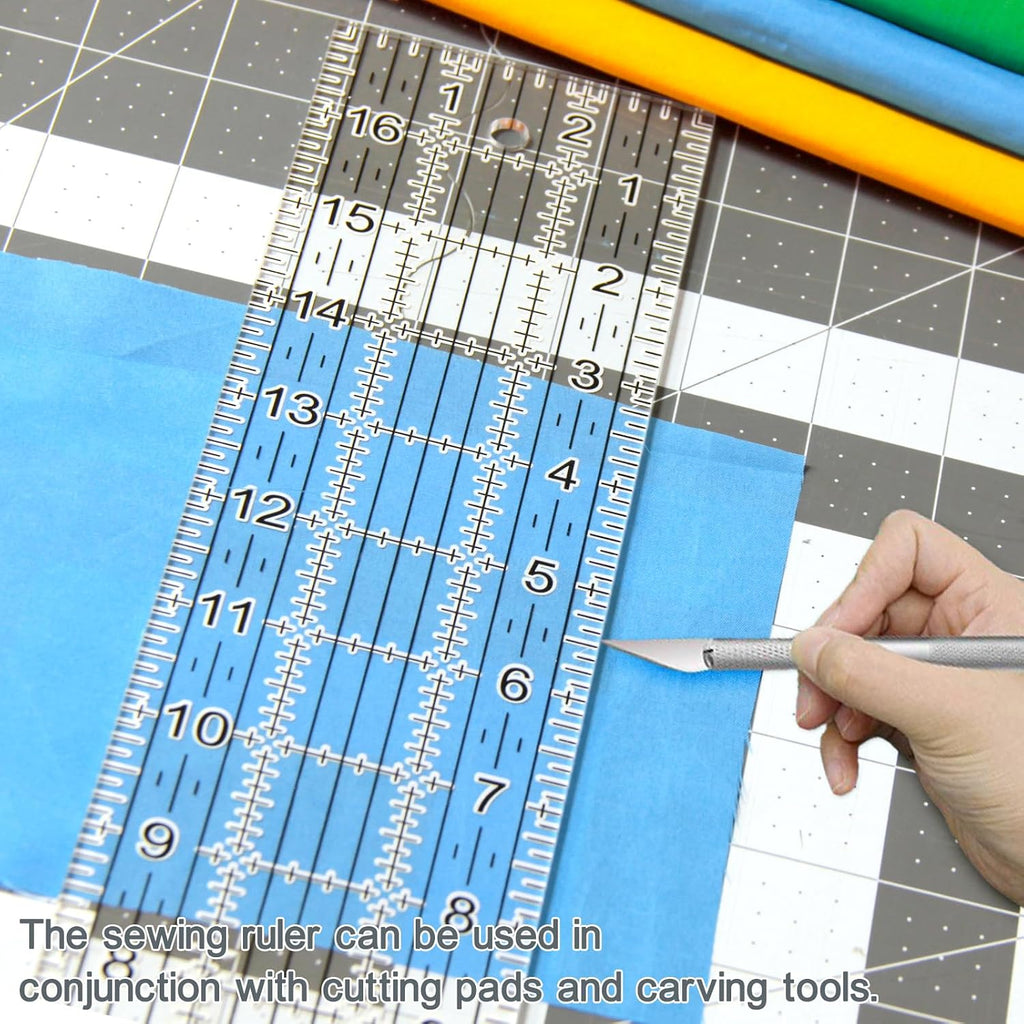 Acrylic Quilters Ruler,Sewing Ruler,3-Inch by 17-Inch, Non Slip Rings 15 Pieces for Quilting and Sewing (Clear)