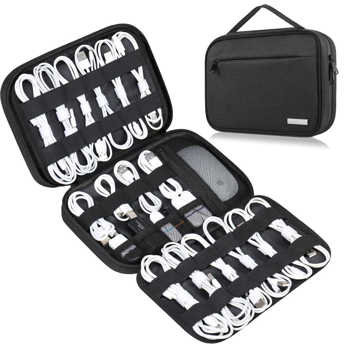 Lacdo Cord Organizer Travel, Cable Organizer Bag Case, Portable Electronics Organizer travel Case, 6 Layer Large Capacity Charging Cords Storage organizer for Cables, SD Card, Travel Essentials, Gray