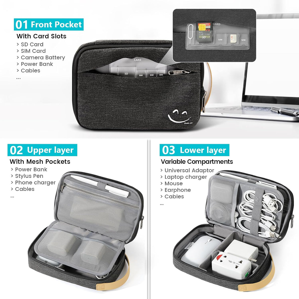 Travelkin Cord Organizer Travel, Electronics Organizer Bag for Essentials