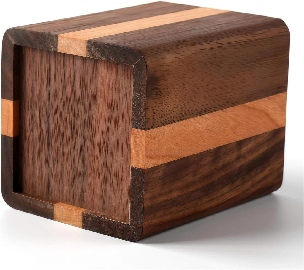 Walnut Pencil Holder Wood Pen Holder For Desk Pen Cup Organizer Ofiice Pencil Stand Simple(Cherry center walnut side)