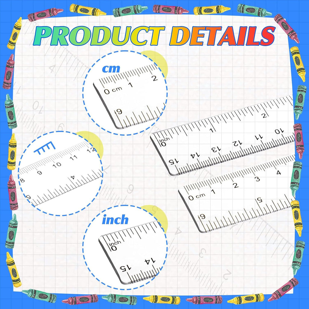 EBOOT 2 Pcs Acrylic Rulers Clear Plastic Rulers Straight Ruler, 6 Inch