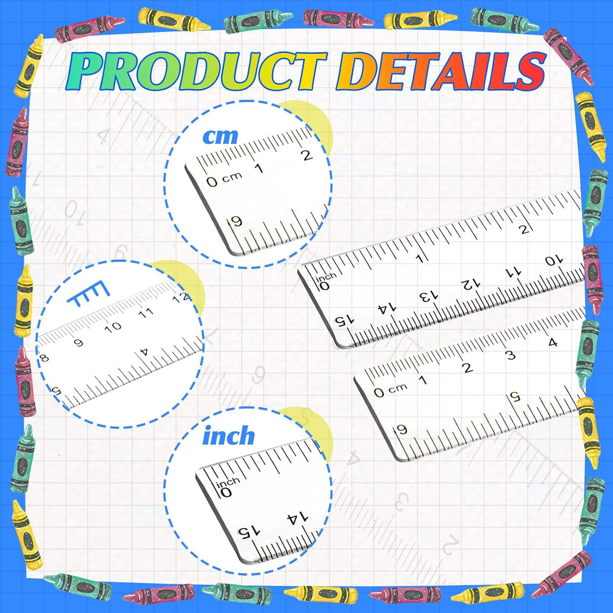 EBOOT 2 Pcs Acrylic Rulers Clear Plastic Rulers Straight Ruler, 6 Inch