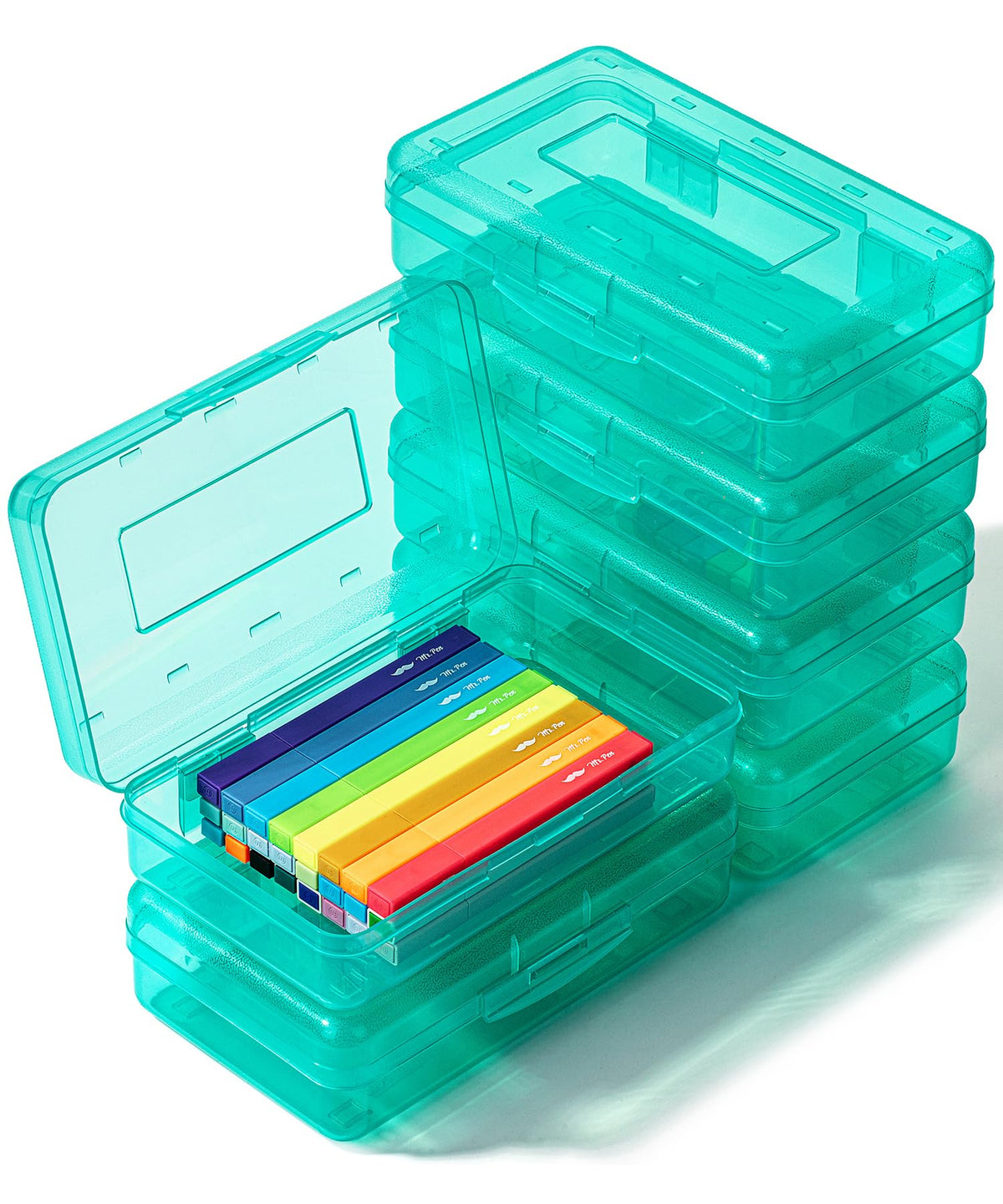 Mr. Pen- Plastic Pencil Case Box, 2 Pack, Large Crayon Marker Pen Organizer