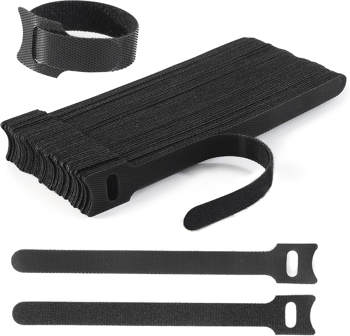 Nettbe 60 PCS 6 Inches Reusable Cable Ties, Adjustable Cord Straps Wire Organizer Cord Wrap and Hook Loop Cable Management
