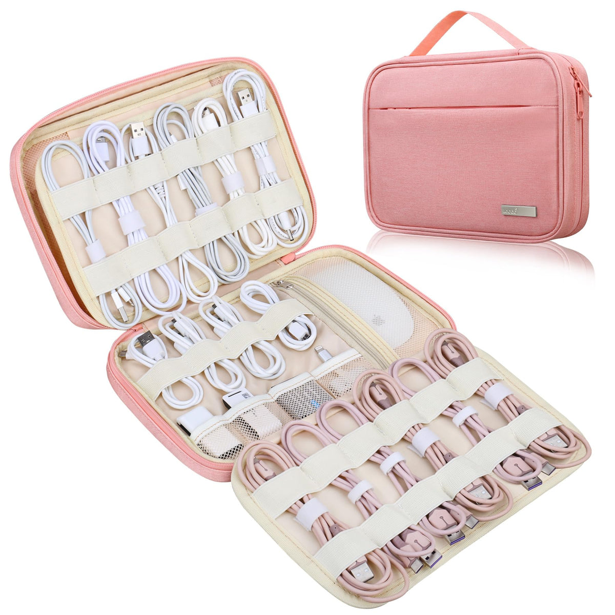 Lacdo Cord Organizer Travel, Cable Organizer Bag Case, Portable Electronics Organizer travel Case, 6 Layer Large Capacity Charging Cords Storage organizer for Cables, SD Card, Travel Essentials, Gray