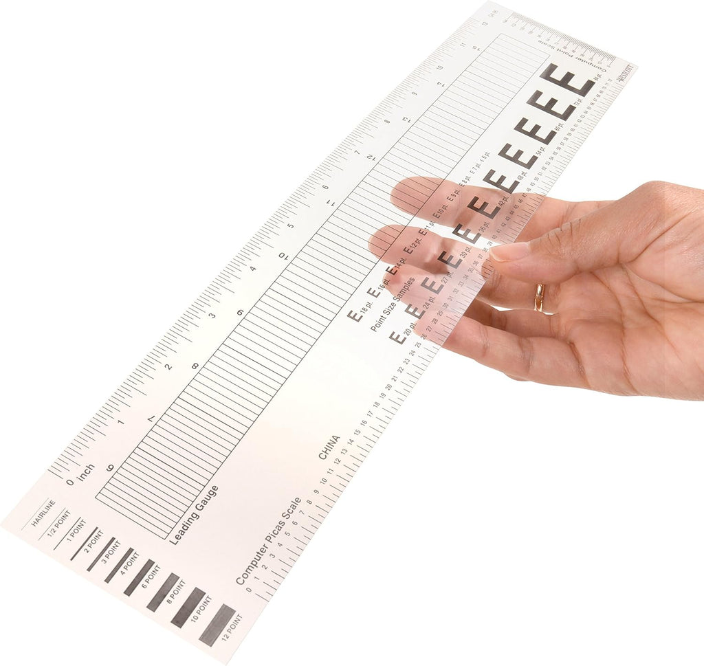 Westcott GA-96 Computer Point & Pica Ruler, Transparent Graphic Arts Ruler, 12 Inch