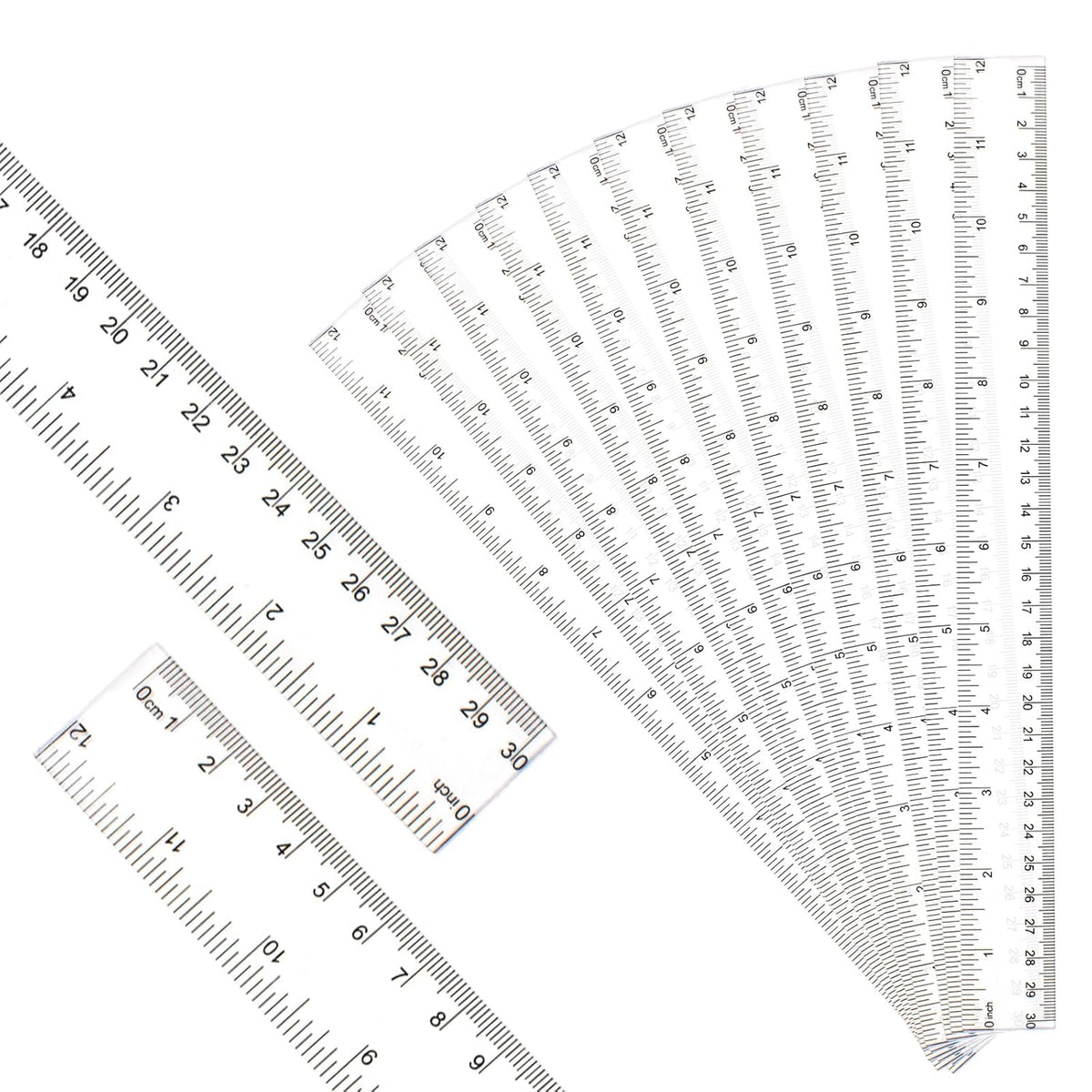 30PCS Clear Ruler Plastic Rulers 12 Inch, with Inches and Metric for School Classroom, Home, or Office (Clear)
