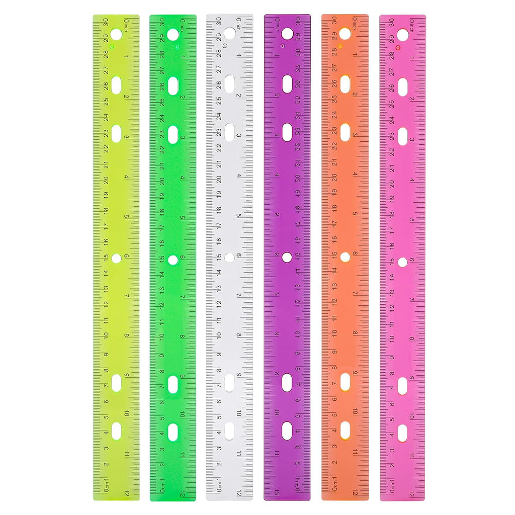 Ruler 6 Inch,Rulers for School,Rulers Bulk for Classroom,8 Pack for Kid Transparent Multicolor Rulder