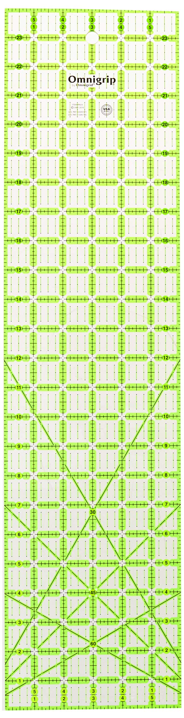 Omnigrip Non-Slip Rectangle Quilting Ruler, Cuts Two -1/2" x 12-1/2" Fabric