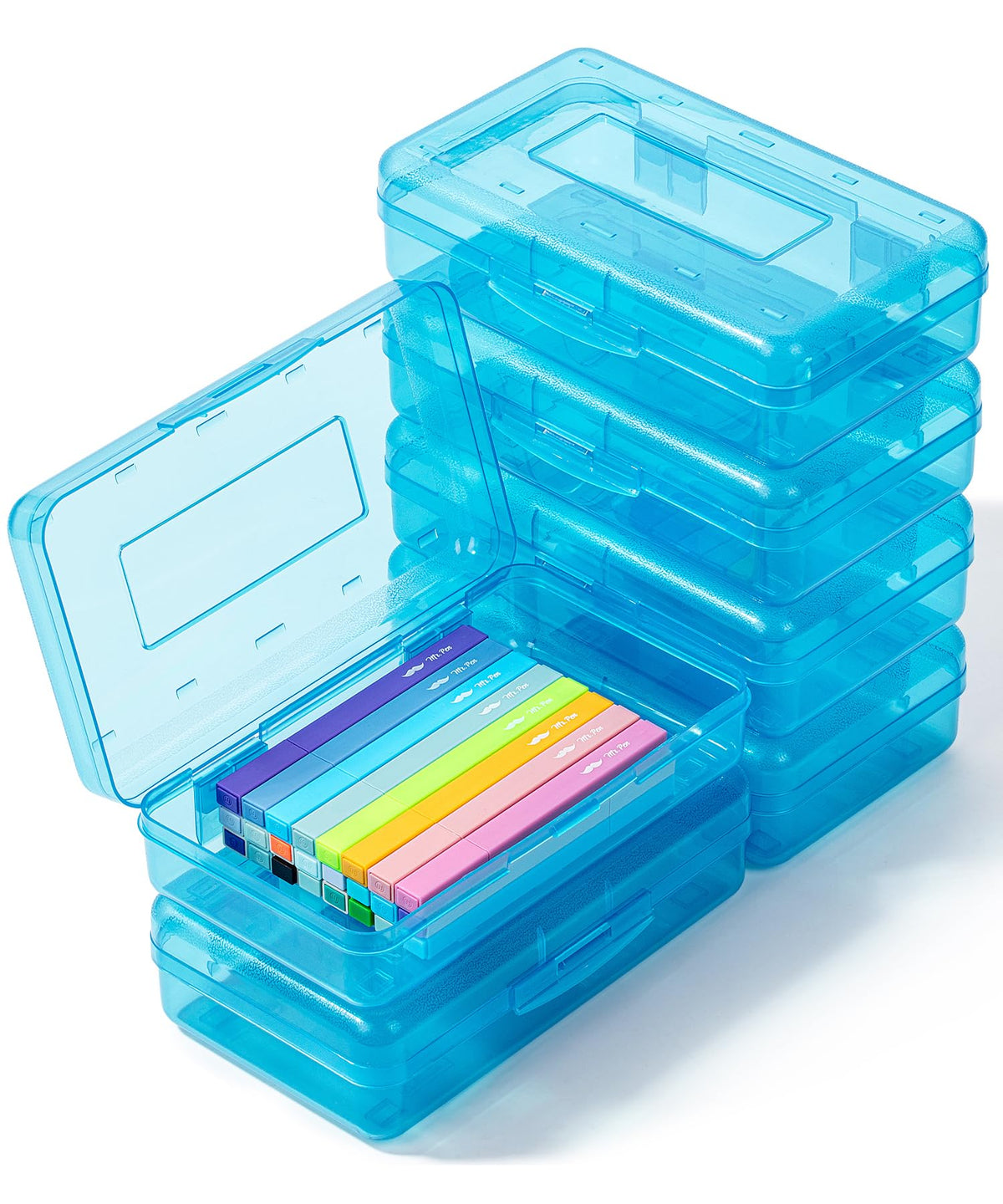 Mr. Pen- Plastic Pencil Case Box, 2 Pack, Large Crayon Marker Pen Organizer
