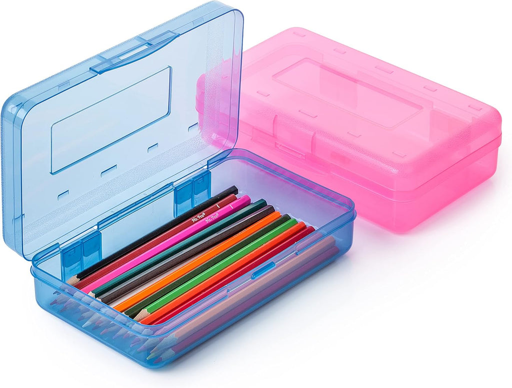 Mr. Pen- Plastic Pencil Case Box, 2 Pack, Large Crayon Marker Pen Organizer