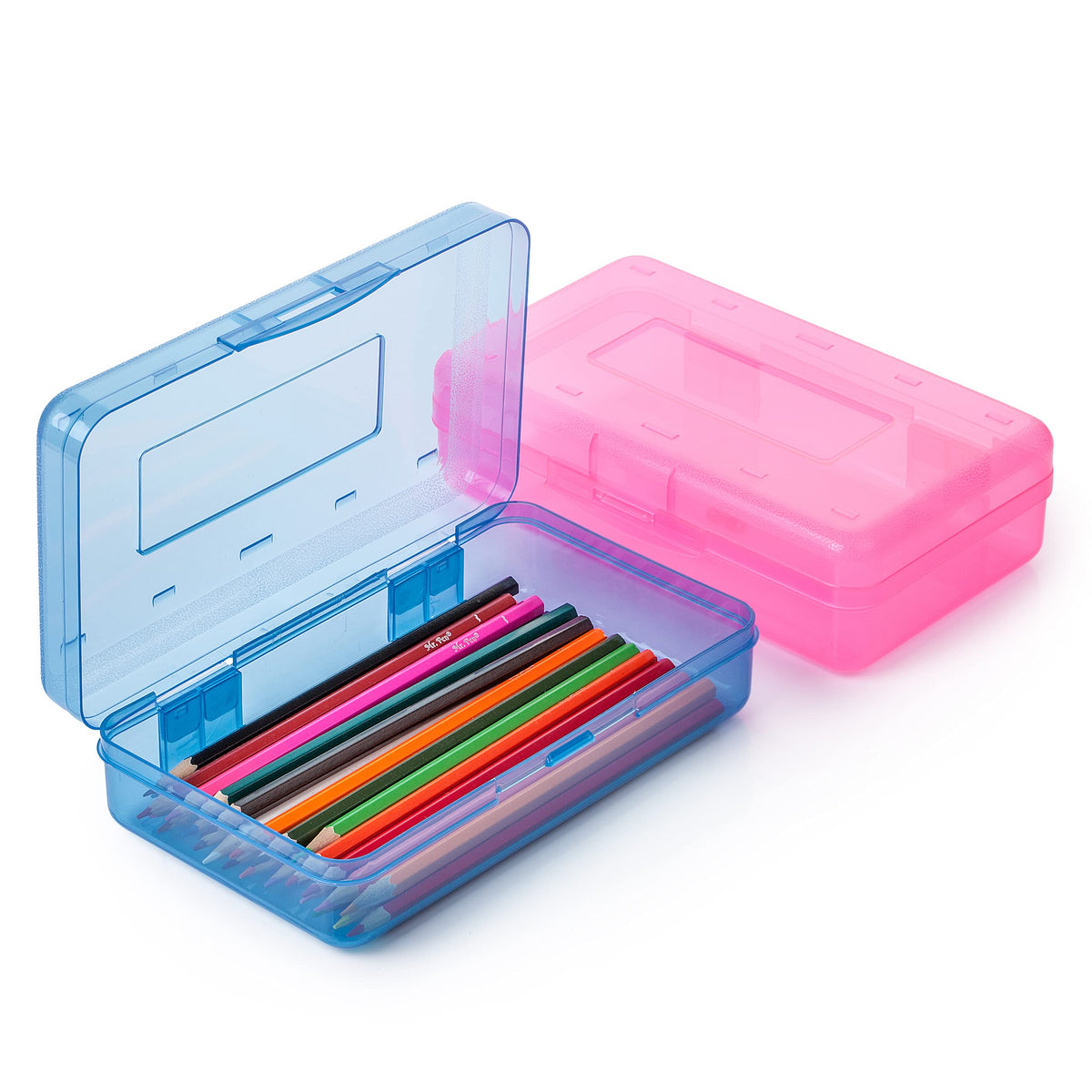 Mr. Pen- Plastic Pencil Case Box, 2 Pack, Large Crayon Marker Pen Organizer