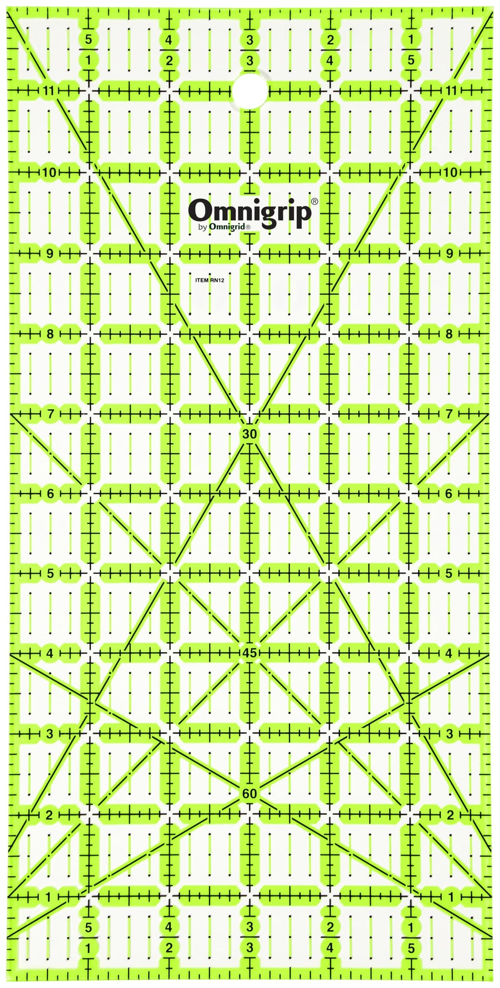 Omnigrip Non-Slip Rectangle Quilting Ruler, Cuts Two -1/2" x 12-1/2" Fabric