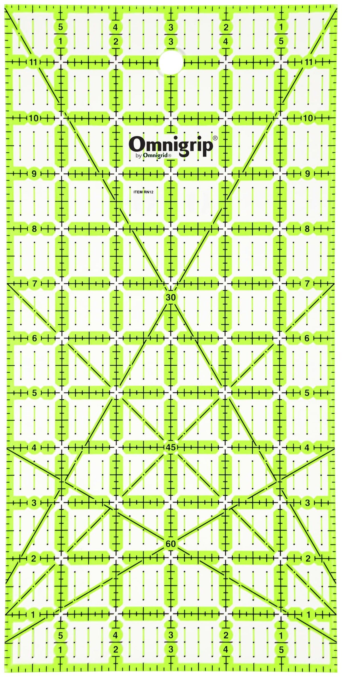 Omnigrip Non-Slip Rectangle Quilting Ruler, Cuts Two -1/2" x 12-1/2" Fabric