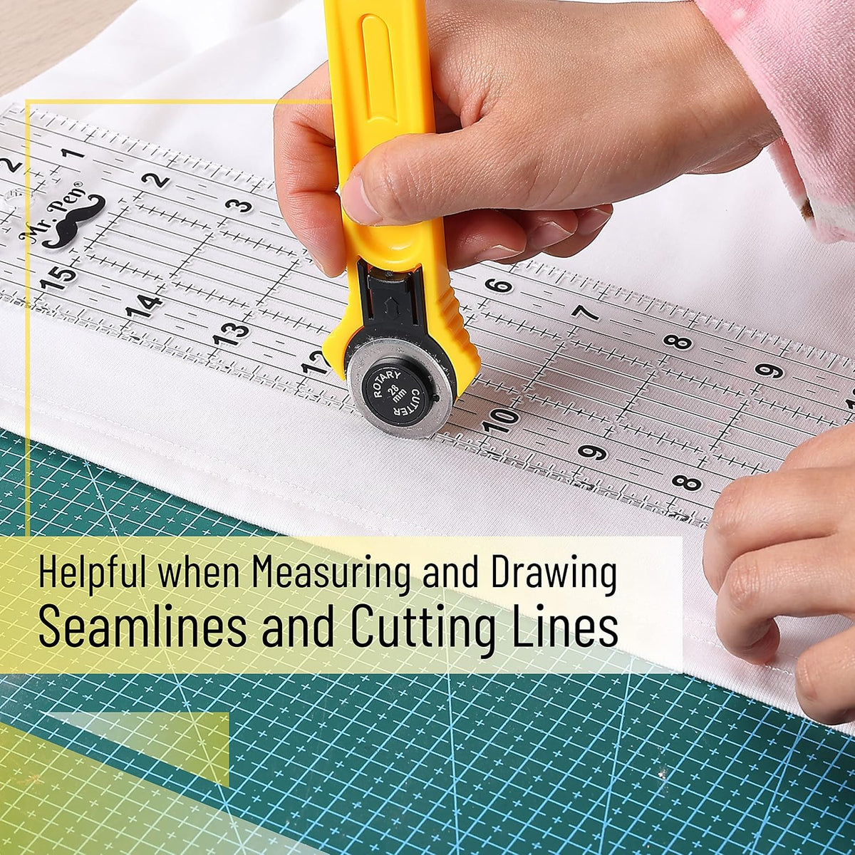 Mr. Pen- Sewing Ruler, 3 x17 Inch, Acrylic Quilting & Cutting Ruler, Non-Slip, Sewing Supplies